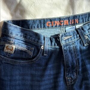 Cinch Dark Blue Jeans with Orange Logo